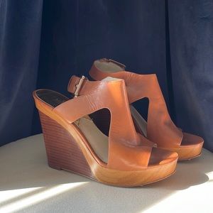 Michael Kors Brown leather and wood espadrilles